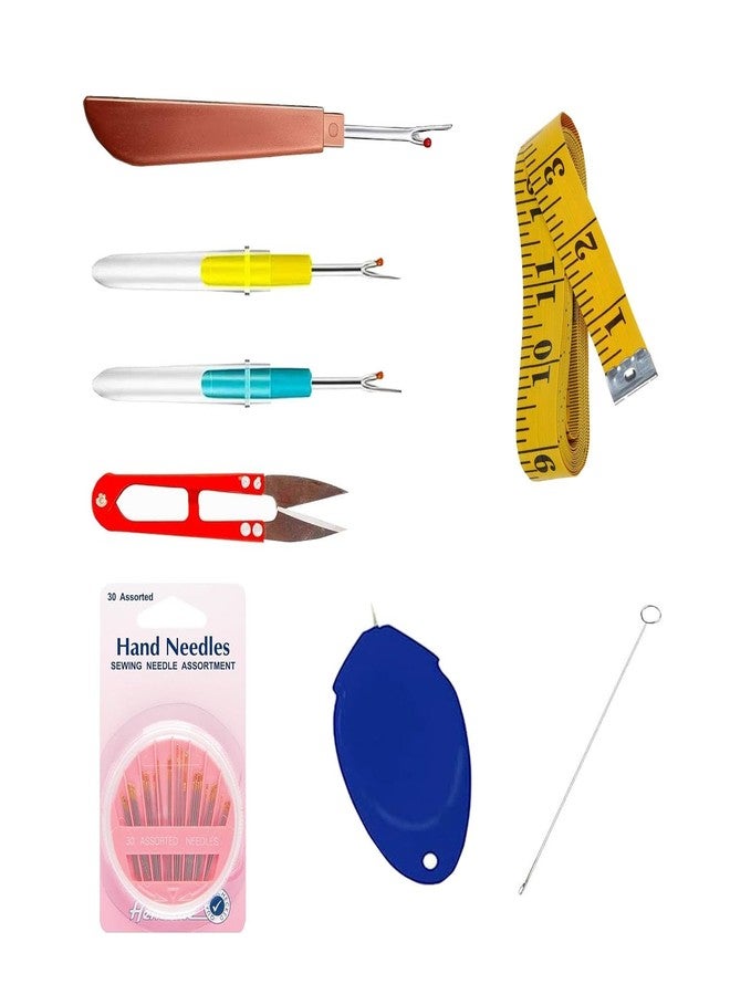 Gemsy 8 in 1 Combo 1 Big Seam Ripper | 2 Small Seam Ripper | 1 Thread Cutter | Inch Tape | Needle Threader 1, Threader, Loop Turner for Sewing - Image 1